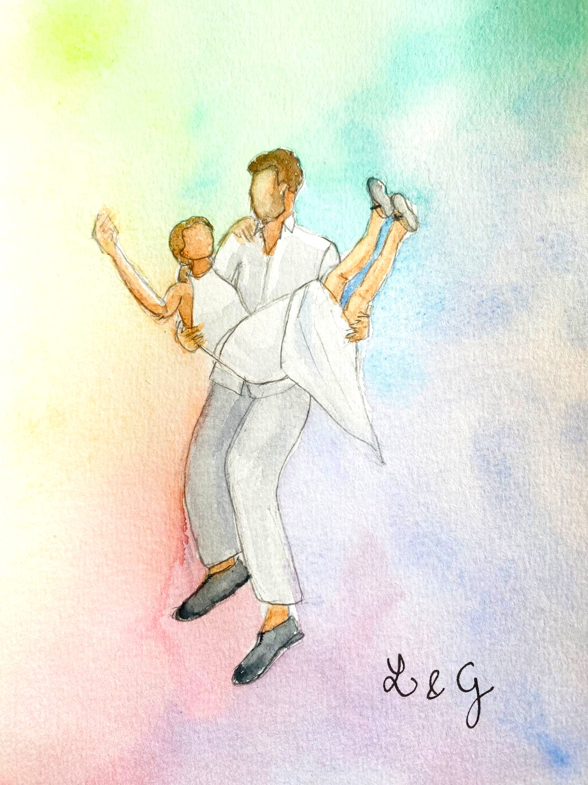 Aquarelle de nous deux, peinte par Laurène